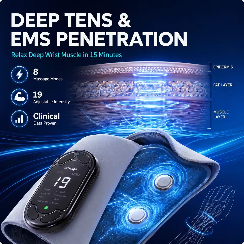 EMS Wrist Massager – Heat & Vibration Wrist Brace